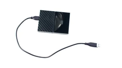 Close up of external hard disk drive for connect to laptop. HDD Stock Photos
