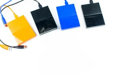 Close up of external hard disk drive for connect to laptop. HDD Stock Photos