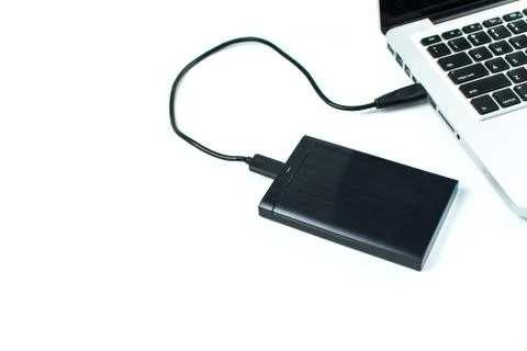 Close up of external hard disk drive for connect to laptop. HDD Stock Photos