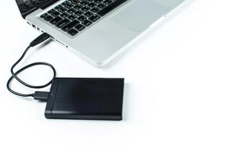 Close up of external hard disk drive for connect to laptop. HDD Stock Photos