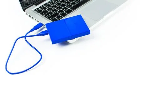Close up of external hard disk drive for connect to laptop. HDD Stock Photos