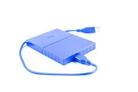 Close up of external hard disk drive for connect to laptop. HDD Stock Photos