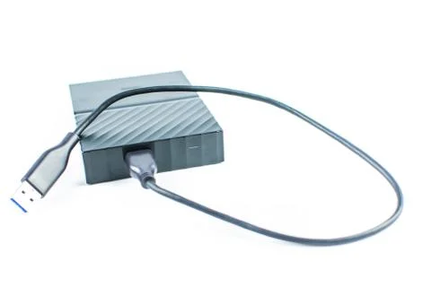 Close up of external hard disk drive for connect to laptop. HDD Stock Photos