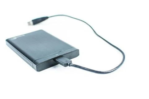 Close up of external hard disk drive for connect to laptop. HDD Stock Photos