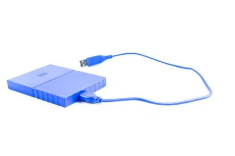 Close up of external hard disk drive for connect to laptop. HDD Stock Photos