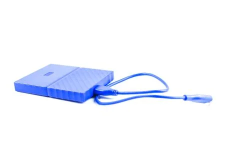 Close up of external hard disk drive for connect to laptop. HDD Stock Photos