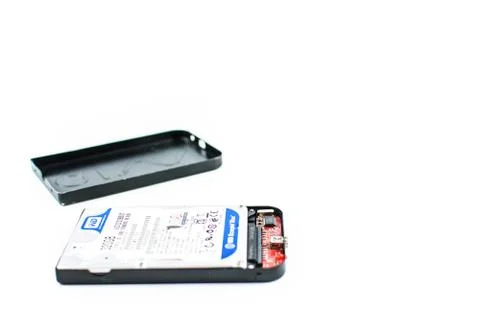 Close up of external hard disk drive for connect to laptop. HDD Stock Photos