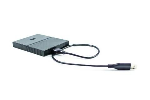 Close up of external hard disk drive for connect to laptop. HDD Stock Photos