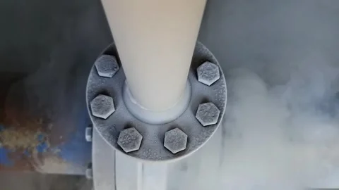 Close up of extreme cold freezing process with thick white ice and vapor smoke Video stock 337723066