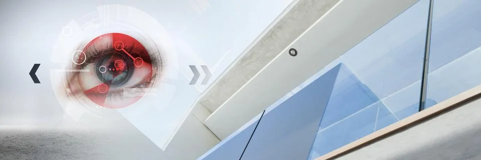 Close up of eye and interface with window transition Stock Photos