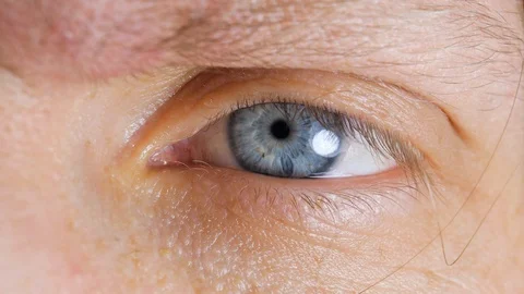 Close-up eye, bright blue pupil Video stock 129095117