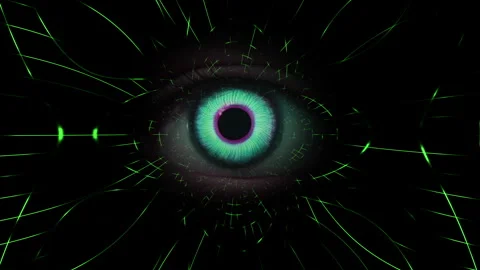CLose up of eye with digital interface in the back concept of modern virtua.. Video stock 274598781