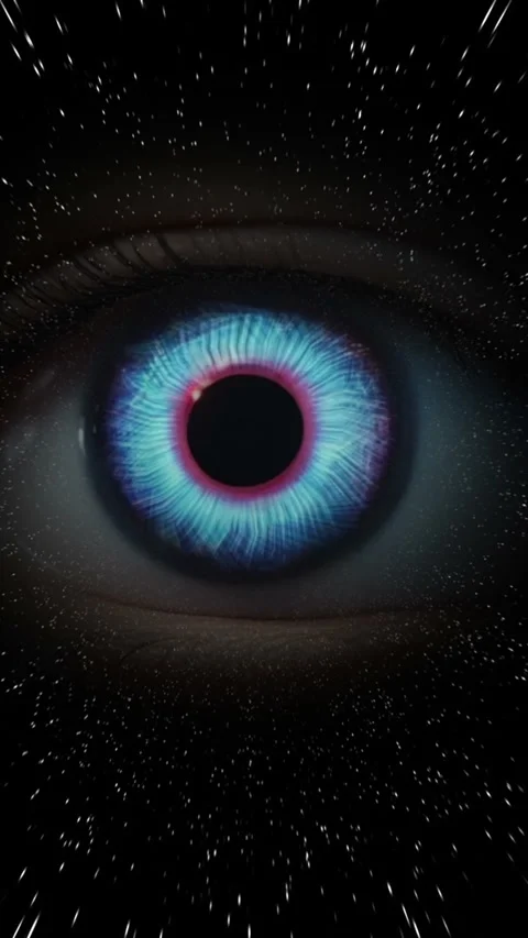 CLose up of eye with digital interface in the back concept of modern virtua.. Video stock 304921697