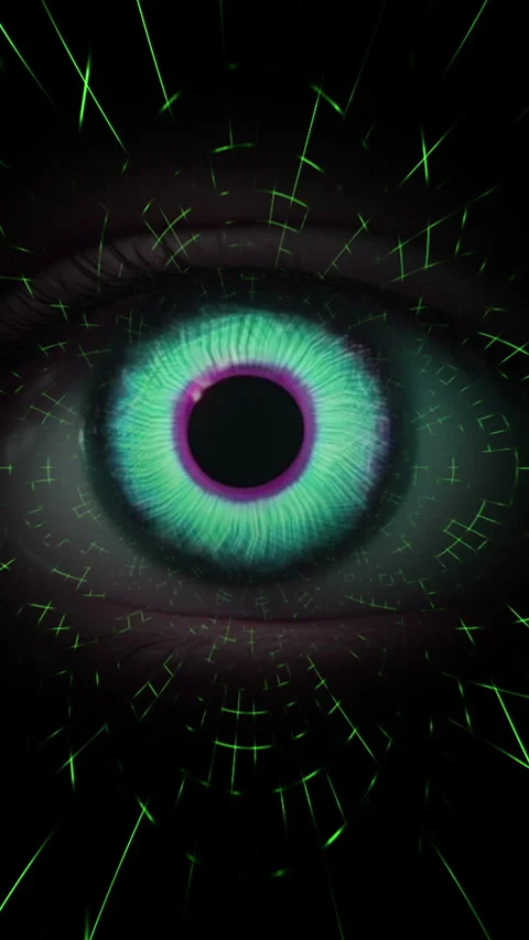 CLose up of eye with digital interface in the back concept of modern virtua.. Video stock 306549721