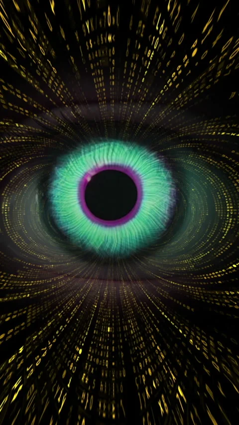 CLose up of eye with digital interface in the back concept of modern virtua.. Stock Footage 307965774