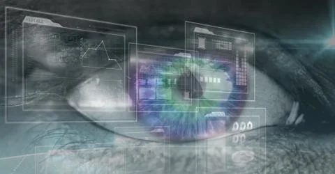 Close-up of eye with futuristic interface Foto stock