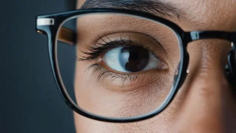 Close-Up of Eye with Glasses Stock Footage 316415958
