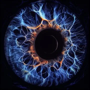 Close up of eye iris on dark blue background Stock Illustration