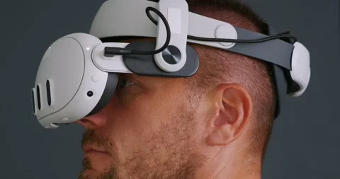 Close-up of eye looking Virtual Reality. Stock Footage 258797567