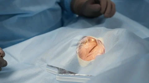 Close Up of Eye Prepared for Ophthalmic Surgery Stock Footage 310251522