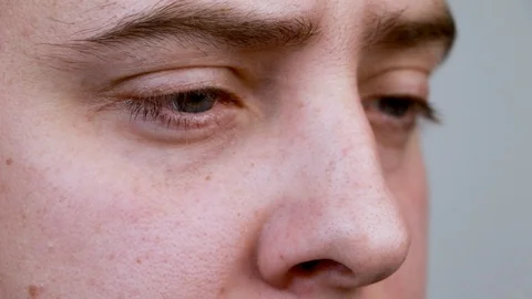 Close-up of the eyes of a man reading a book. Pupils move side to side as a man  Stock-Footage 123075499