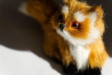 Close-up of the eyes of a puppet fox looking into camera Stock Photos