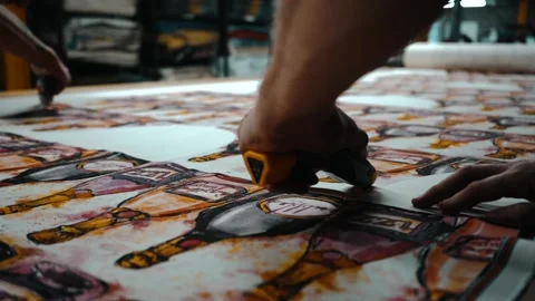 Close up of fabric being cut Stock Footage 135160355