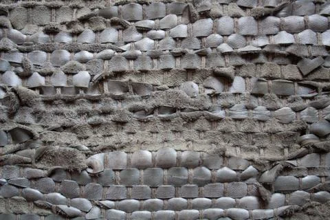 Close-up of fabric with different types of rustic leather in shades of grey. Foto stock