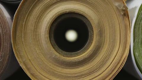 Close up on fabric roll Stock Footage 92714358