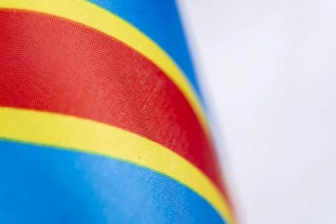 Close Up Fabric Texture of DR Congo Flag Stock Photos