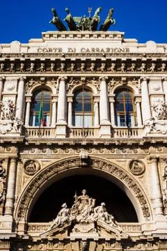 Close-up on the facade of the courthouse in Rome Stock Photos
