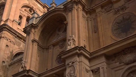 Close up of facade of Granada Cathedral in Spain Stock Footage 247376850