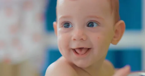 Close-up face of a 7 month old boy Stock Footage 105939757