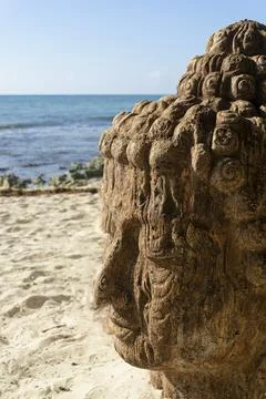 Close-up of the face of the Buddha statue Stock Photos