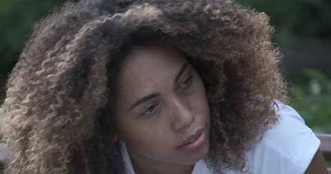 Close up face of crying African American woman suffering psychological problem Stock Footage 166616645