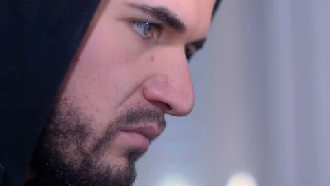Close up on face of hacker concentrated on the computer Stock Footage 83705791