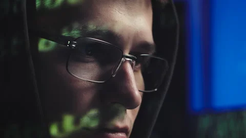 Close-up of the face of an it specialist Video stock 178478936