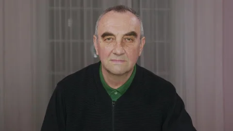 Close-up of the face of man a missing tooths in his mouth. Stock Footage 131386904