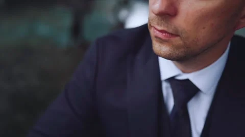 Close-up of the face of a man in a suit, a stylish man, a man in a suit Stock Footage 221624310