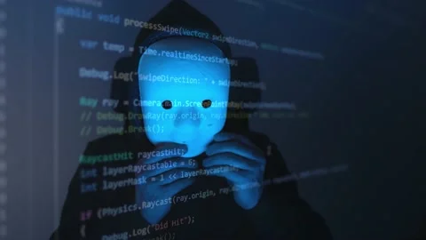 Close-up face of old man wearing glasses, experienced programmer, hooded hack Stock Footage 169894029