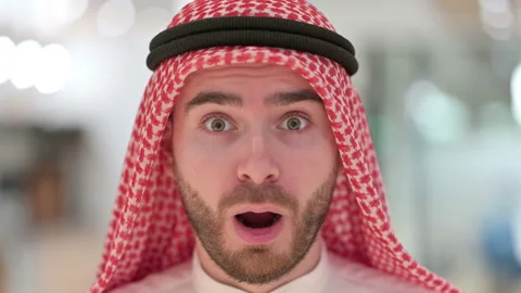 Close up of Face of Shocked Young Arab Man Video stock 139415156