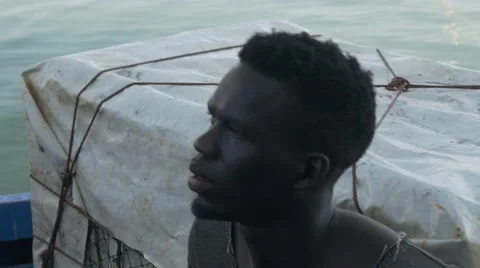 Close-up face thinking while riding a boat Video stock 67532735