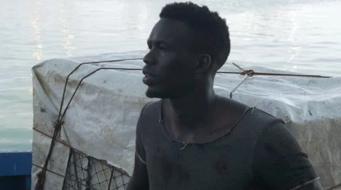 Close-Up Face Thinking While Riding A Boat 04 Video stock 67532736