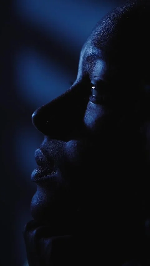 Close-up face young American black woman feelings loneliness depression alone in Stock Footage 256841010