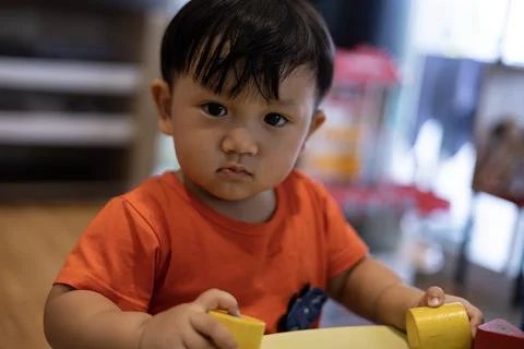 Close Up The Face Of Young Boy Stock Photos
