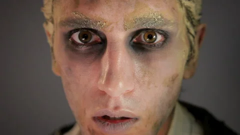 Close up of face of zombie man Stock Footage