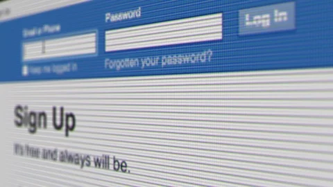 Close up of the Facebook login screen Stock Footage 88488148