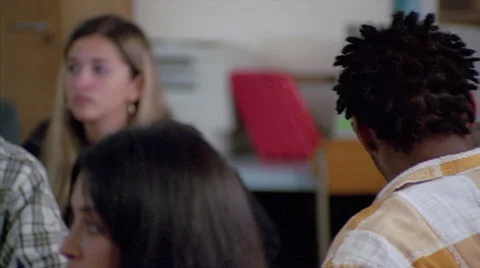 Close-up of faces in a high school classroom before a test Stock Footage 59533502