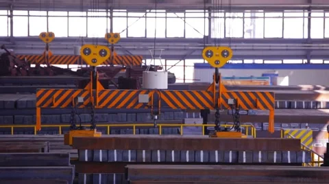 Close up of a factory overhead crane Stock Footage 68454305