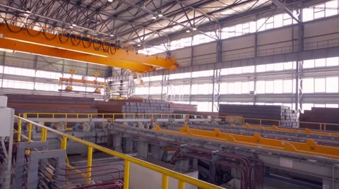 Close up of a factory overhead crane Stock Footage 68454345